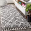 JONATHAN Y Mercer Shag Plush Tassel Gray/Cream Indoor Area Rug, 3×5, Moroccan Geometric Trellis, Transitional, Easy-Cleaning for Living Room, Bedroom, Kitchen, Non-Shedding (MCR104C-3)(Grey/Cream)