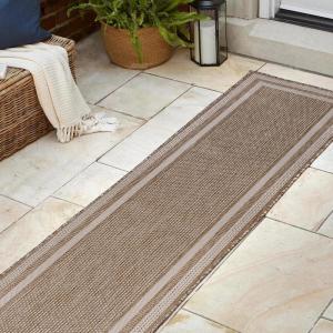 JONATHAN Y 3-Stripe Border Indoor Outdoor Area Rug 3X5 Beige/Cream, Dover Classic for Backyard, Patio, Porch, Easy-Cleaning, High Traffic, Pet-Friendly, Non-Shedding (TSN209A-3)(2′ x 7’10” (Runner))