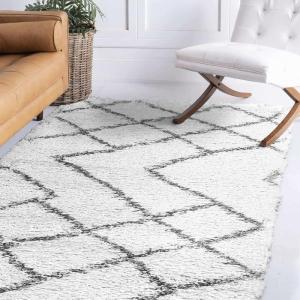 JONATHAN Y Diamond Shag Beige/Dark Gray Indoor Area Rug 3X5 ft, Inca Moroccan for Living Room, Bedroom, Kitchen, Office, Easy-Cleaning, High Traffic, Pet-Friendly, Non-Shedding SHG101A-3(2’3″ x 8′ (Runner))