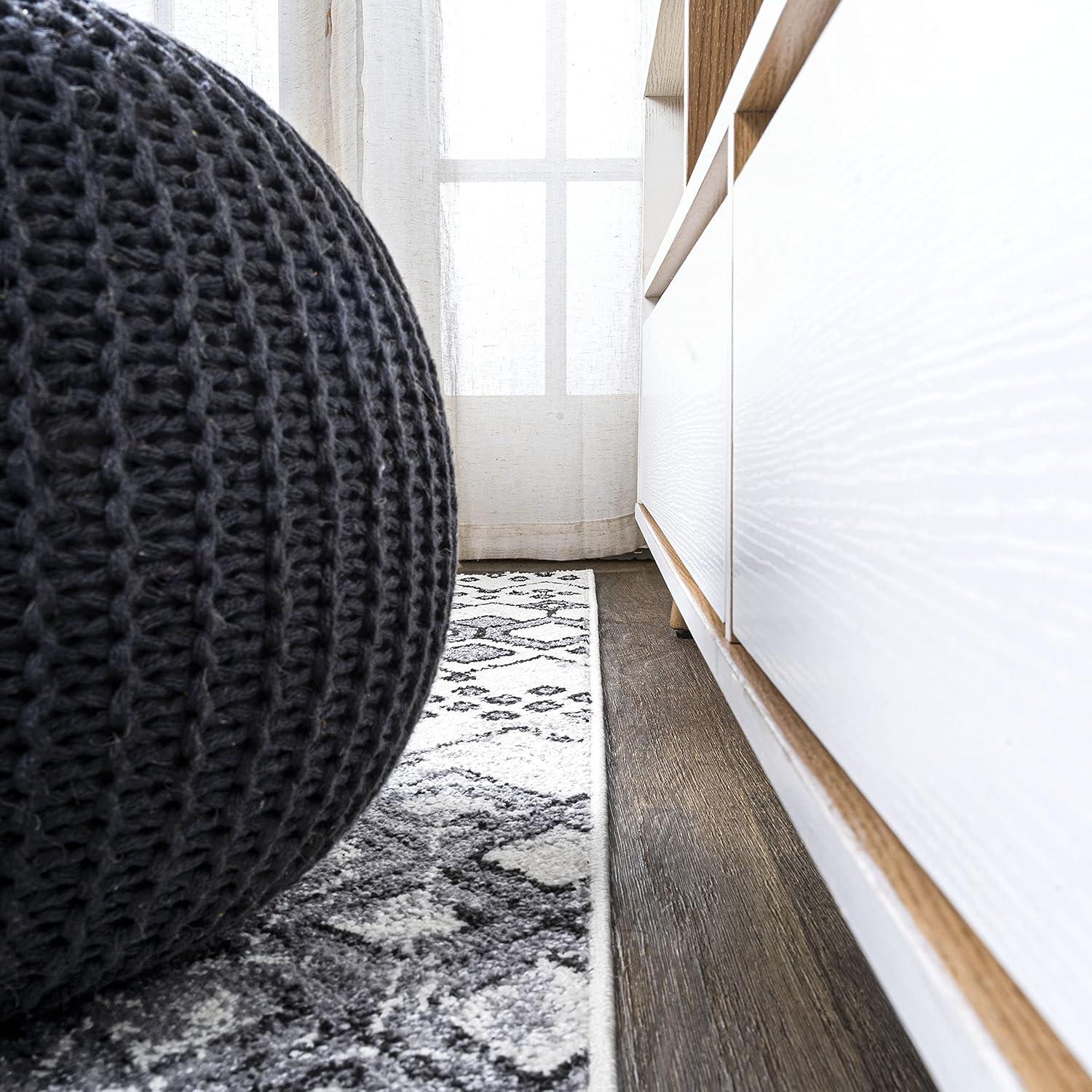 imageJONATHAN Y Azmar Geometric Distressed IvoryBlack Runner Rug 2x8 Moroccan Bohemian Vintage EasyCleaning for Living Room Bedroom Kitchen Pet Friendly NonShedding MOH504A282 x 8 Runner