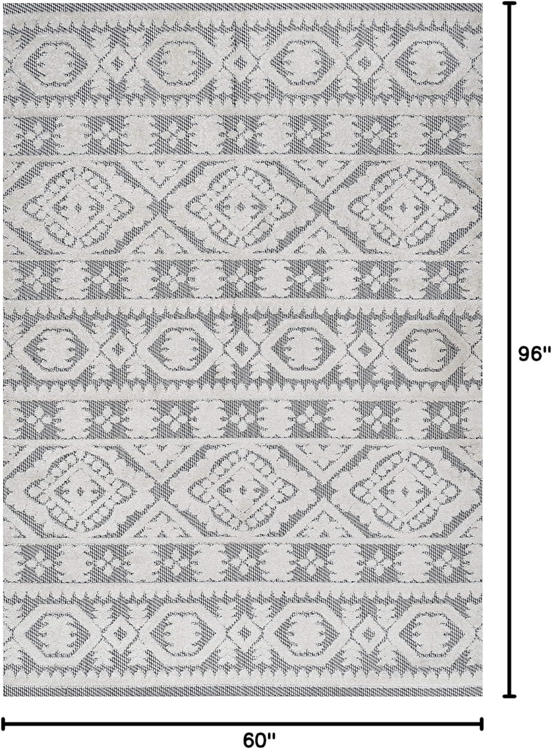 imageJONATHAN Y Mediterranean Tile Indoor Outdoor Area Rug 8X10 Beige Citta HighLow Pile for Backyard Patio Porch EasyCleaning High Traffic PetFriendly NonShedding SBH102A8WhiteBlack