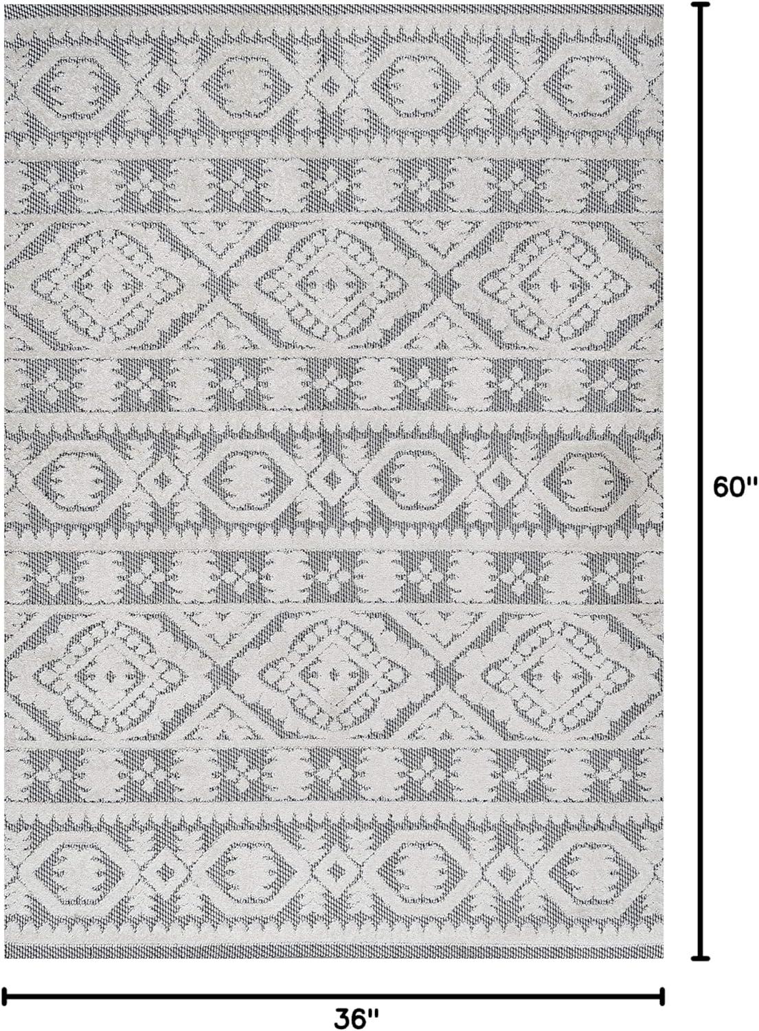 imageJONATHAN Y Mediterranean Tile Indoor Outdoor Area Rug 8X10 Beige Citta HighLow Pile for Backyard Patio Porch EasyCleaning High Traffic PetFriendly NonShedding SBH102A8WhiteBlack