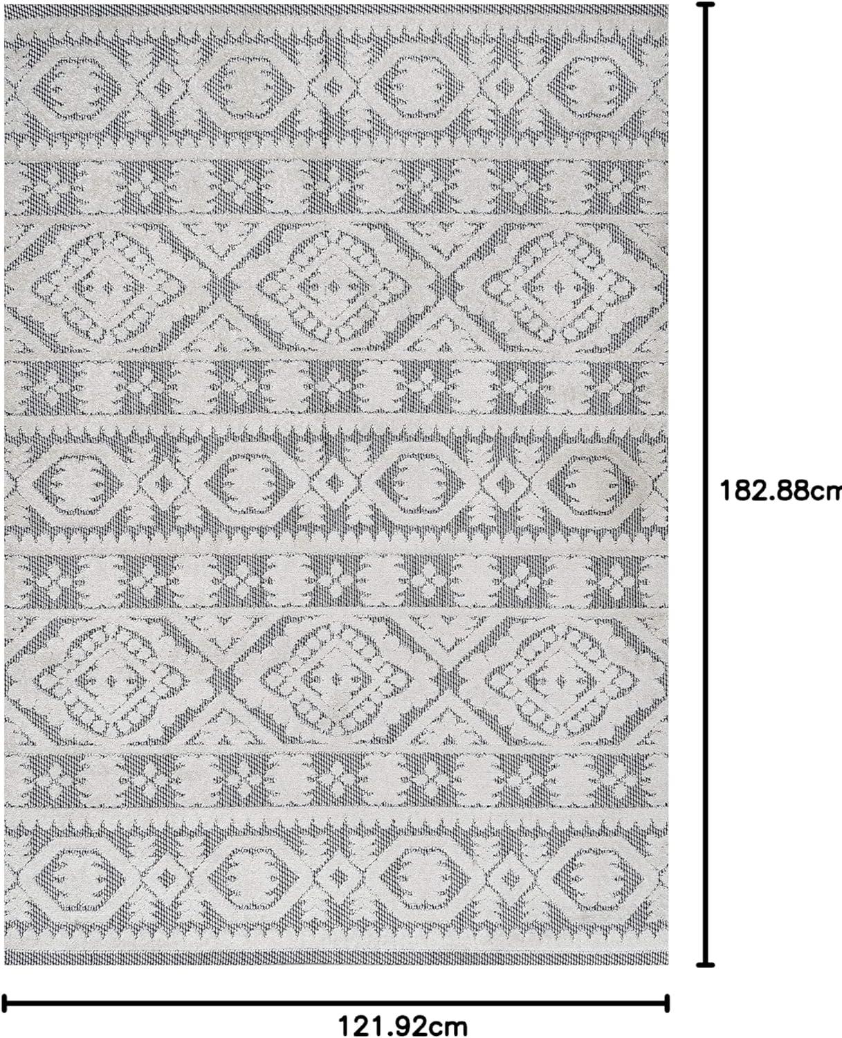 imageJONATHAN Y Mediterranean Tile Indoor Outdoor Area Rug 8X10 Beige Citta HighLow Pile for Backyard Patio Porch EasyCleaning High Traffic PetFriendly NonShedding SBH102A8WhiteBlack