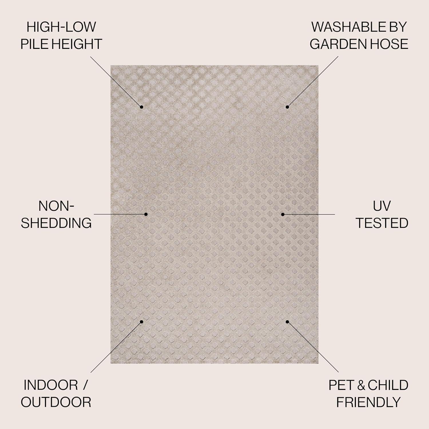 imageJONATHAN Y MiniDiamond Trellis Indoor Outdoor Area Rug 8X10 Beige Rabat HighLow Pile for Backyard Patio Porch EasyCleaning High Traffic PetFriendly NonShedding SBH101A8Beige