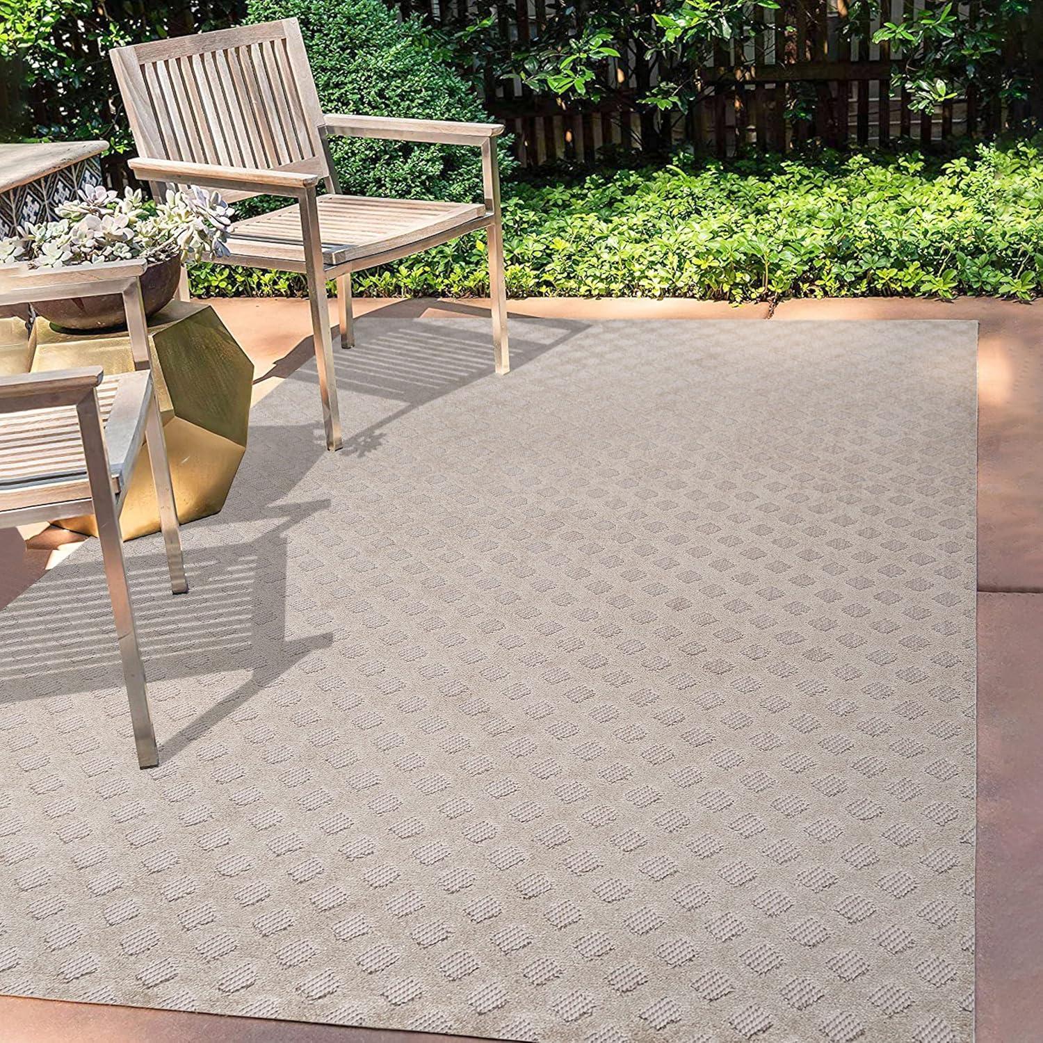 imageJONATHAN Y MiniDiamond Trellis Indoor Outdoor Area Rug 8X10 Beige Rabat HighLow Pile for Backyard Patio Porch EasyCleaning High Traffic PetFriendly NonShedding SBH101A8Beige