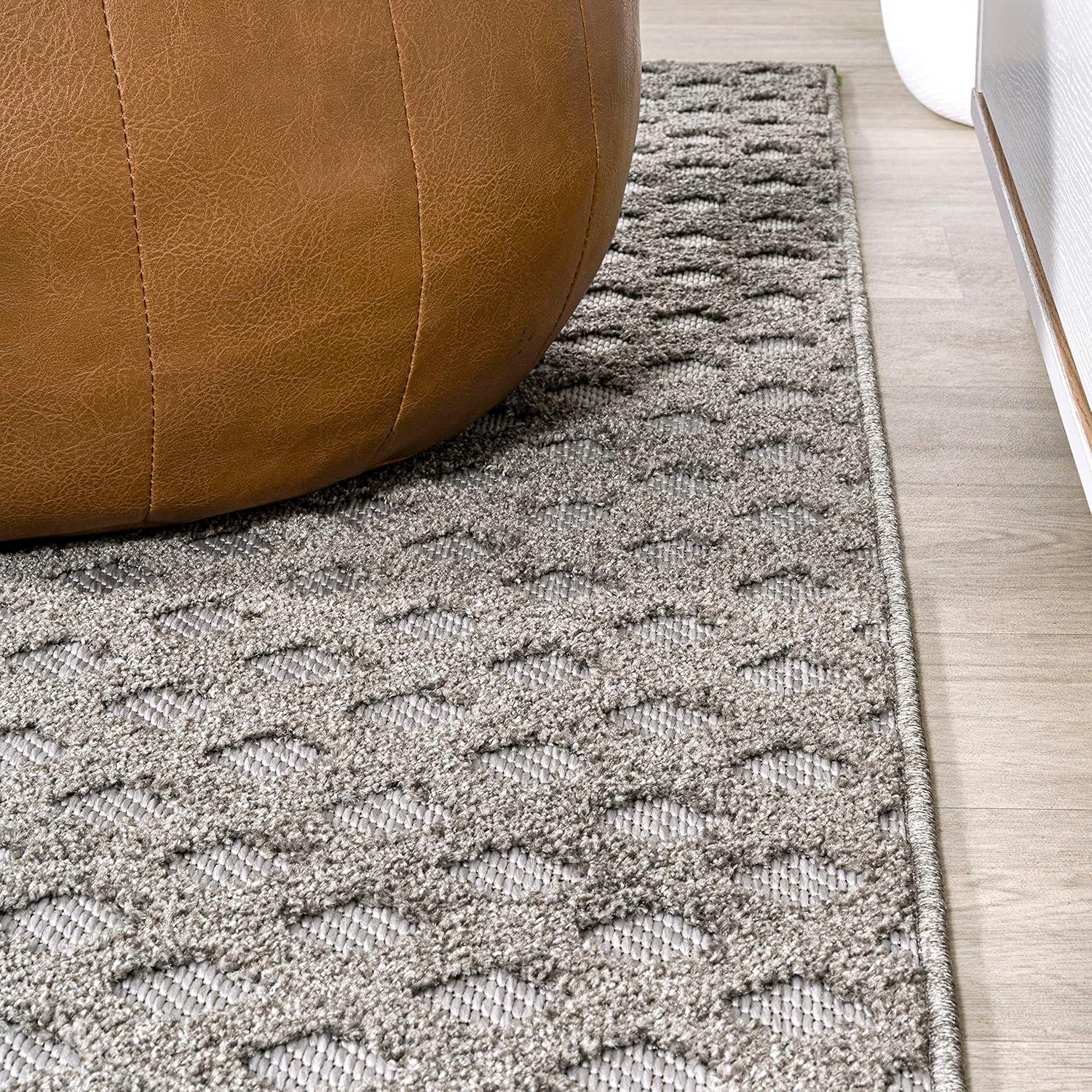 imageJONATHAN Y MiniDiamond Trellis Indoor Outdoor Area Rug 8X10 Beige Rabat HighLow Pile for Backyard Patio Porch EasyCleaning High Traffic PetFriendly NonShedding SBH101A8Dark GrayIvory