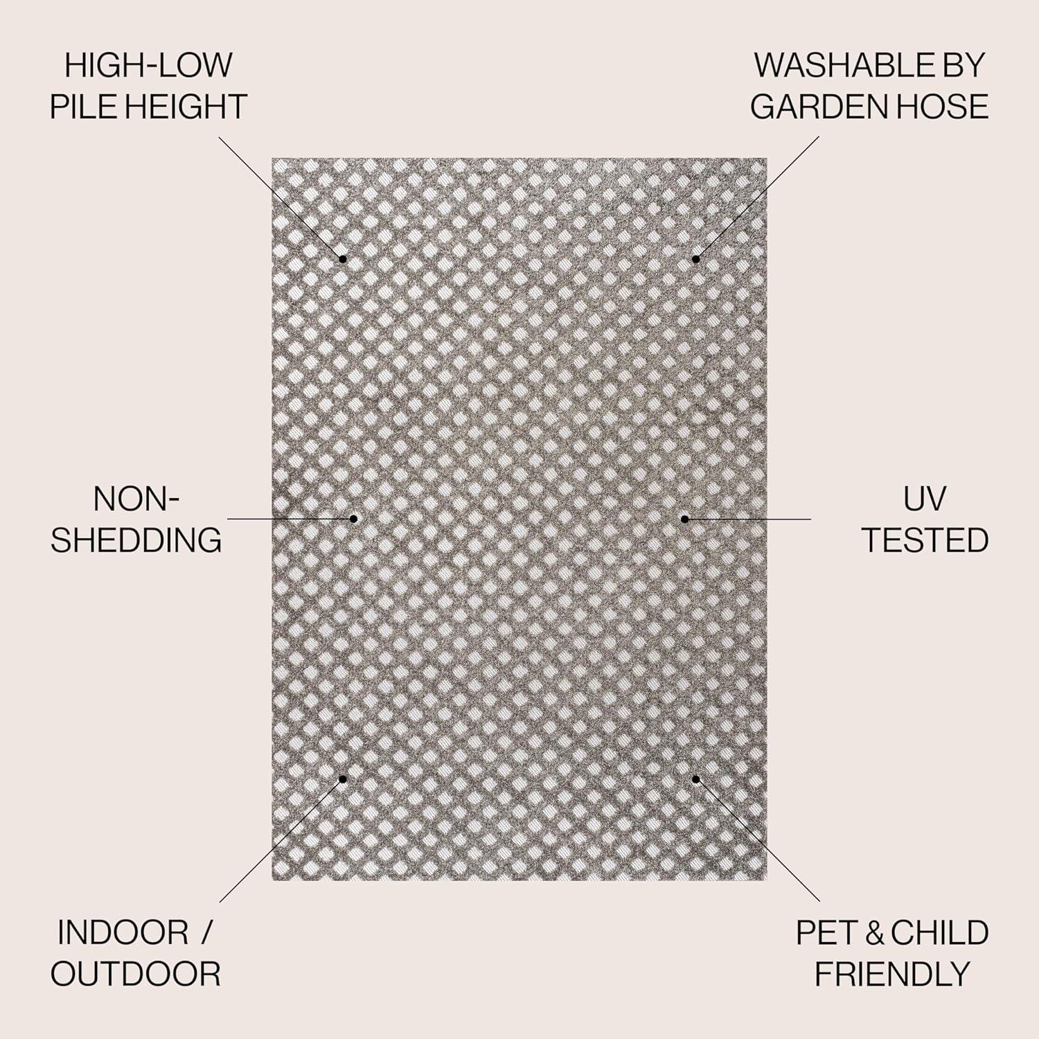 imageJONATHAN Y MiniDiamond Trellis Indoor Outdoor Area Rug 8X10 Beige Rabat HighLow Pile for Backyard Patio Porch EasyCleaning High Traffic PetFriendly NonShedding SBH101A8Dark GrayIvory