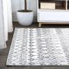 JONATHAN Y Azmar Geometric Distressed Ivory/Black Runner Rug, 2×8, Moroccan, Bohemian, Vintage, Easy-Cleaning for Living Room, Bedroom, Kitchen, Pet Friendly, Non-Shedding (MOH504A-28)(7’8″ x 10′ (Rectangular))