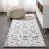 JONATHAN Y Mediterranean Tile Indoor Outdoor Area Rug 8X10 Beige, Citta High-Low Pile for Backyard, Patio, Porch, Easy-Cleaning, High Traffic, Pet-Friendly, Non-Shedding (SBH102A-8)(White/Black)