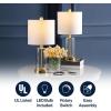 JONATHAN Y JYL8500B-SET2 Set of 2 Table Lamps Abner 21″ Glass Modern Contemporary USB Charging LED Table Lamp Glam Bedside Desk Nightstand Lamp for Bedroom Living Room Office, Brass Gold/Clear(Brass Gold/Clear)