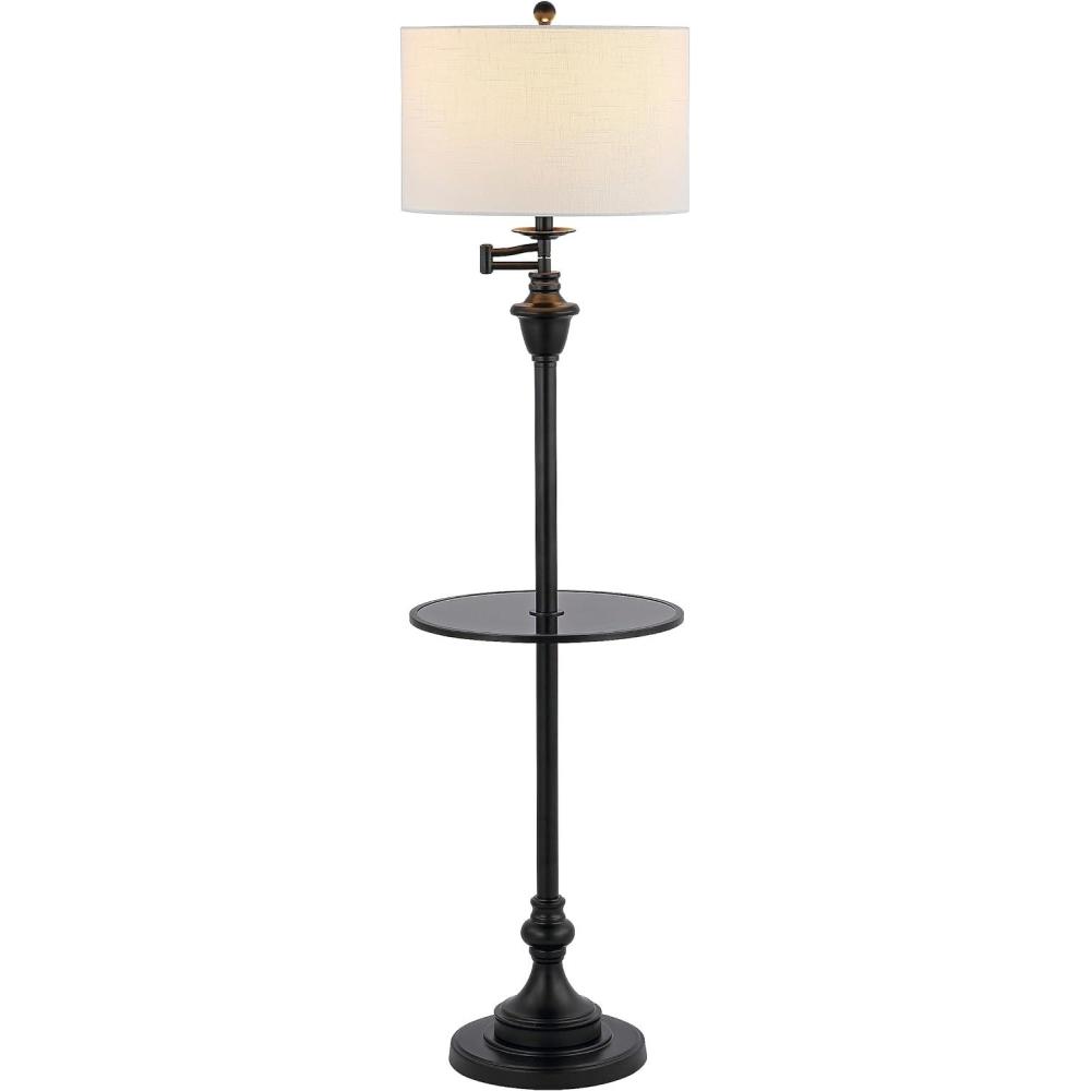 imageJONATHAN Y JYL3055A Cora 60quot MetalGlass LED Side Table and Floor Lamp ContemporaryTransitional for Bedrooms Living Room Office Reading BrassBlack