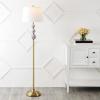 JONATHAN Y JYL3093A 62.5″ Classic Midcentury Floor Lamp, Brass Gold and Blue Ceramic Standing Lamp for Living Room, Bedroom, Traditional Reading Lamp with White Linen Empire Shade, LED Bulb Included