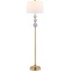 JONATHAN Y JYL3093A 62.5″ Classic Midcentury Floor Lamp, Brass Gold and Blue Ceramic Standing Lamp for Living Room, Bedroom, Traditional Reading Lamp with White Linen Empire Shade, LED Bulb Included