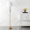JONATHAN Y JYL3093A 62.5″ Classic Midcentury Floor Lamp, Brass Gold and Blue Ceramic Standing Lamp for Living Room, Bedroom, Traditional Reading Lamp with White Linen Empire Shade, LED Bulb Included