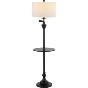 JONATHAN Y JYL3055A Cora 60″ Metal/Glass LED Side Table and Floor Lamp Contemporary,Transitional for Bedrooms, Living Room, Office, Reading, Brass(Black)