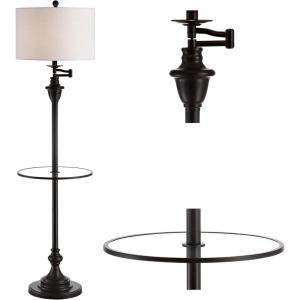 JONATHAN Y JYL3055A Cora 60″ Metal/Glass LED Side Table and Floor Lamp Contemporary,Transitional for Bedrooms, Living Room, Office, Reading, Brass(Oil-Rubbed Bronze)