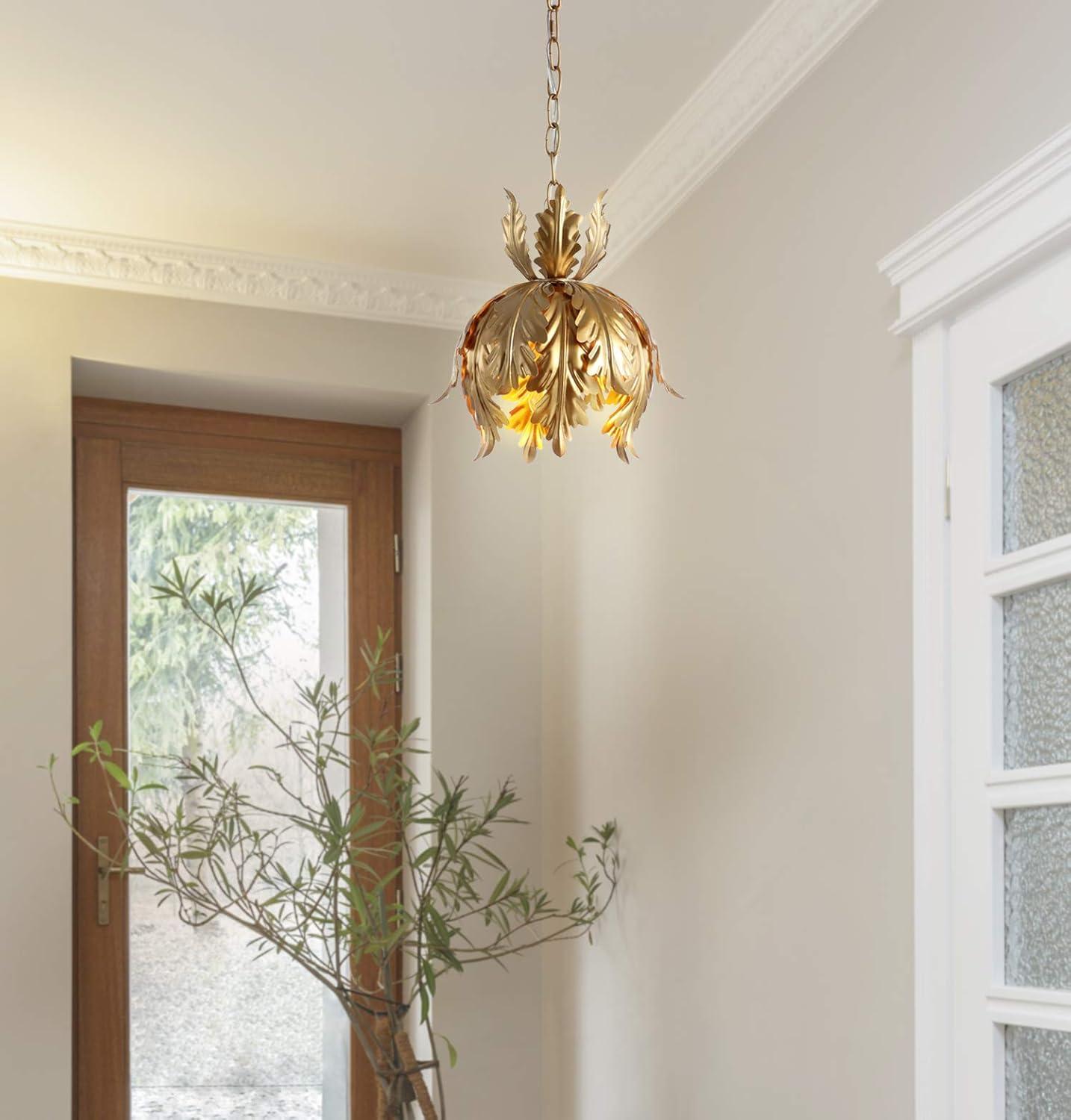 imageJONATHAN Y JYL9509A 12quot Gold French Country Pendant Light Adjustable Hanging Ceiling Fixture for Kitchen Island Dining Room Hallway Dimmable Slope Ceiling Compatible LED Bulb Included