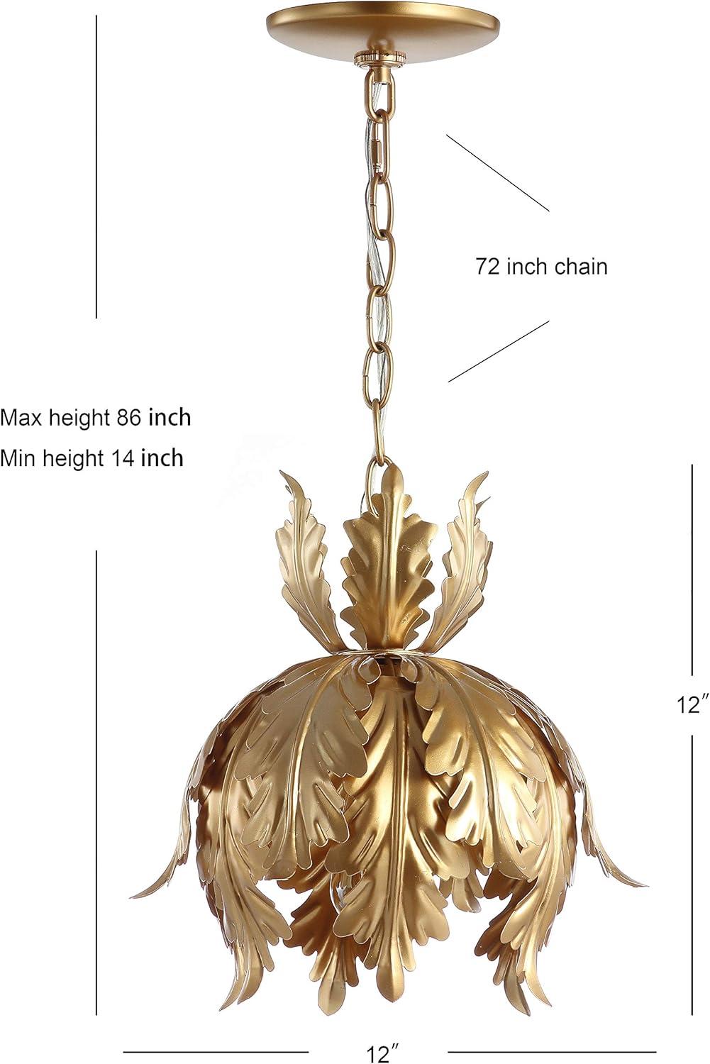 imageJONATHAN Y JYL9509A 12quot Gold French Country Pendant Light Adjustable Hanging Ceiling Fixture for Kitchen Island Dining Room Hallway Dimmable Slope Ceiling Compatible LED Bulb Included