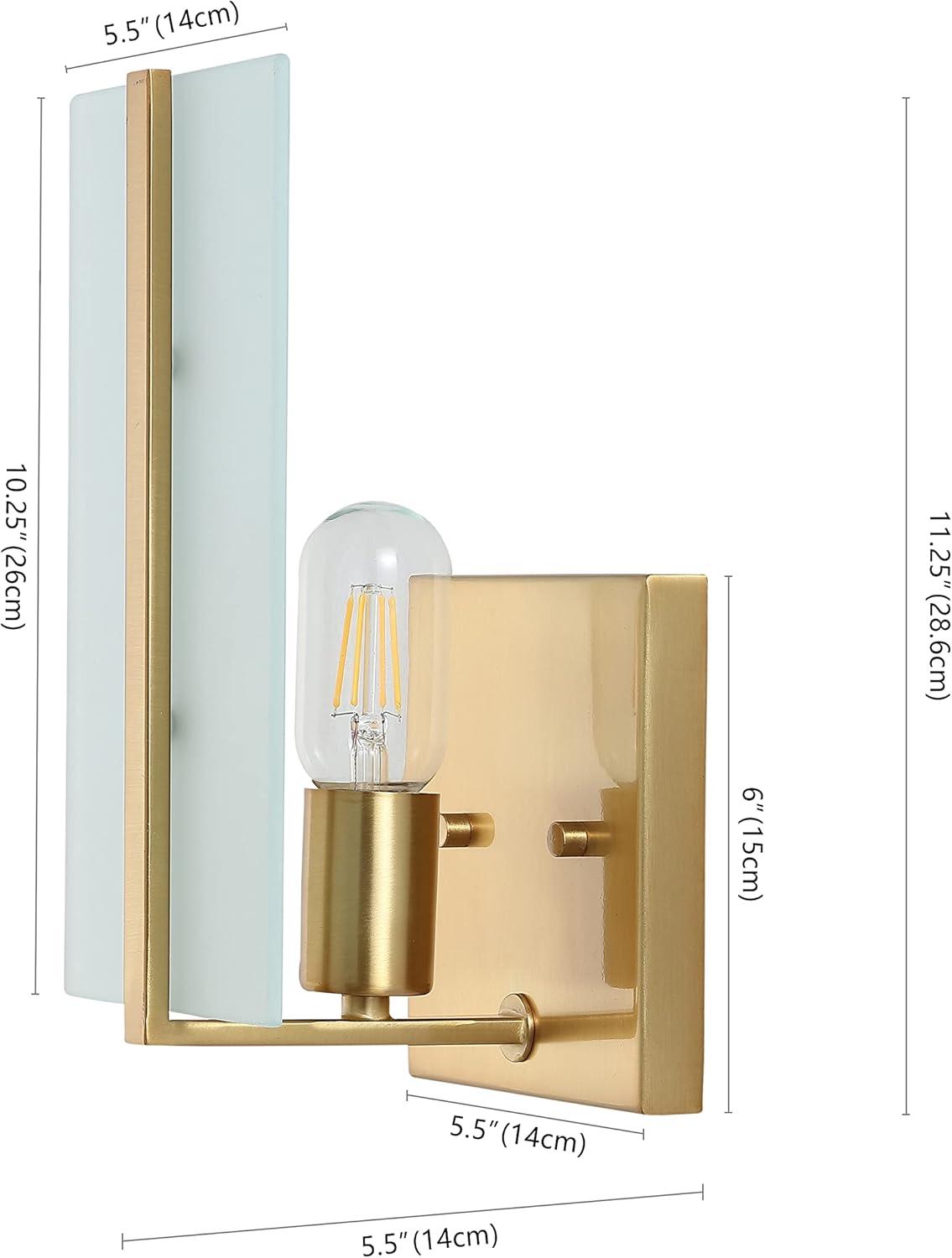 imageJONATHAN Y JYL9914ASET2 1125quot Modern Brass Gold Wall Sconces Set of 2 for Bathroom Vanity MidCentury Hardwired Wall Light Fixtures with Frosted Glass for Hallway Bedroom Living Room