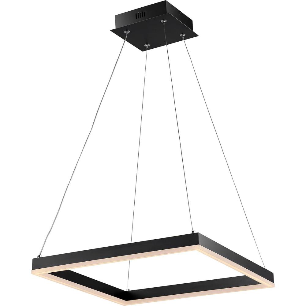imageJONATHAN Y JYL7105A Nero 2363quot Square Contemporary Modern Metal Integrated LED Pendant Light Minimal Midcentury Adjustable Dining Room Living Room Kitchen Island Foyer Bedroom Hallway BlackBlack