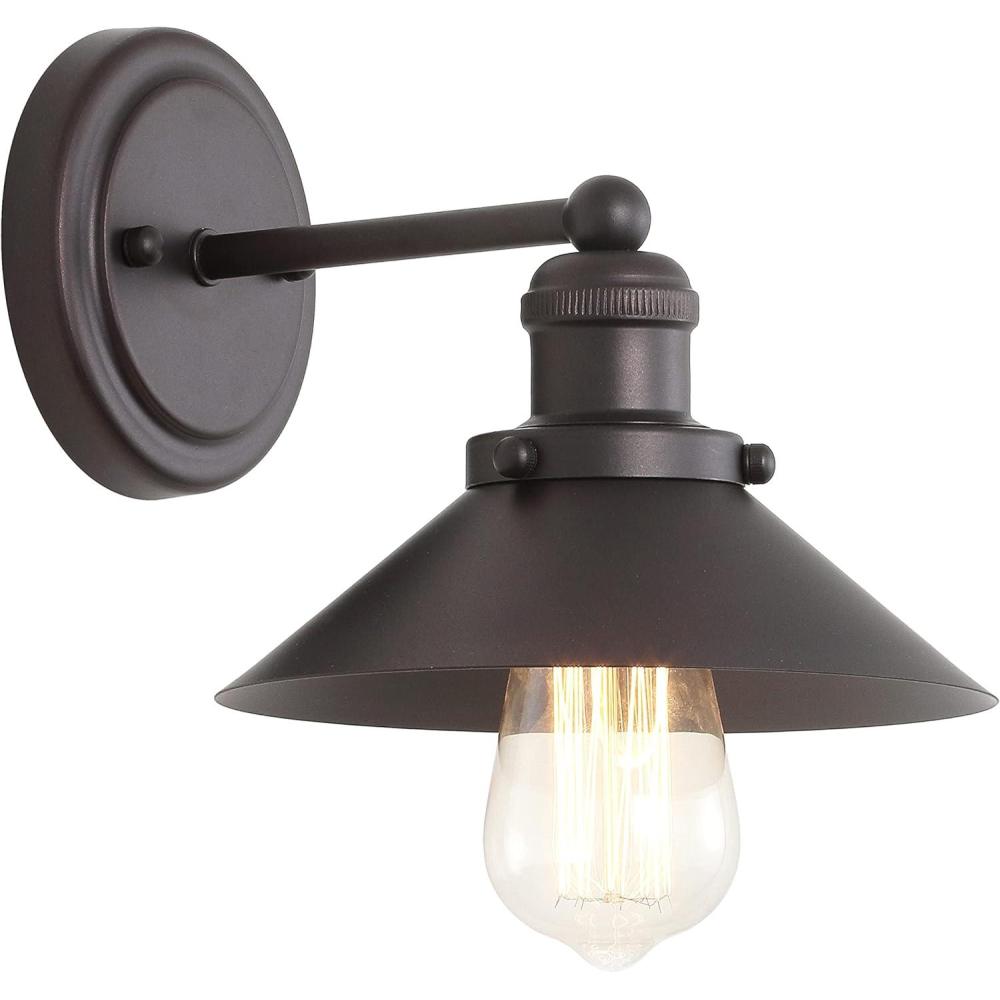 imageJONATHAN Y JYL7427A Industrial Vanity Light 2Light 175quot Modern Farmhouse Wall Sconce with Metal Cone Shade Oil Rubbed Bronze Bathroom Light Fixture Over Mirror Powder Room KitchenOilRubbed Bronze