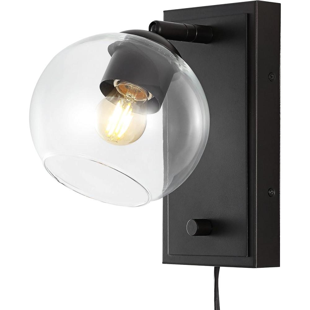 imageJONATHAN Y JYL7567A Hugo 6quot 1Light PluginHardwired Adjustable Iron LED Wall Sconce Rotary Dimmer Modern MidCentury Farmhouse Industrial for Bedroom Living Room Office Oil Rubbed BronzeOilRubbed Bronze