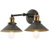 JONATHAN Y JYL7427A Industrial Vanity Light, 2-Light 17.5″ Modern Farmhouse Wall Sconce with Metal Cone Shade, Oil Rubbed Bronze Bathroom Light Fixture Over Mirror, Powder Room, Kitchen(Rustic Dark Gray/Brass Gold)