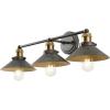 JONATHAN Y JYL7427A Industrial Vanity Light, 2-Light 17.5″ Modern Farmhouse Wall Sconce with Metal Cone Shade, Oil Rubbed Bronze Bathroom Light Fixture Over Mirror, Powder Room, Kitchen(Rustic Dark Gray/Brass Gold)