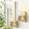 JONATHAN Y JYL9914A-SET2 11.25″ Modern Brass Gold Wall Sconces Set of 2 for Bathroom Vanity, Mid-Century Hardwired Wall Light Fixtures with Frosted Glass for Hallway, Bedroom, Living Room