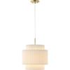 JONATHAN Y JYL2408A Boden 14.5″ 1-Light Vintage Mid-Century Iron LED Pendant with Pleated Shade, Brass Gold/White for Kitchen Island, Bar, Dining Table, Dining Table, Bedroom