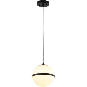 JONATHAN Y JYL1605A Porter 8″ Modern Minimalist Globe LED Pendant Light Transitional, Contemporary, Vintage, Coastal, Kitchen, Living Room, Hallway, Bedroom, Dining Room, Black/White(Black / White)