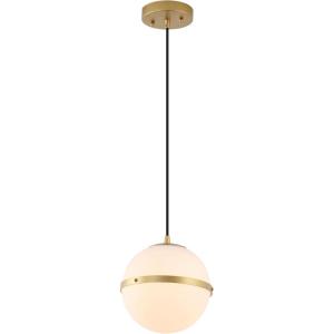JONATHAN Y JYL1605A Porter 8″ Modern Minimalist Globe LED Pendant Light Transitional, Contemporary, Vintage, Coastal, Kitchen, Living Room, Hallway, Bedroom, Dining Room, Black/White(Gold Painting/White)