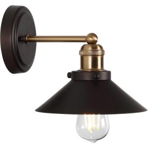 JONATHAN Y JYL7427A Industrial Vanity Light, 2-Light 17.5″ Modern Farmhouse Wall Sconce with Metal Cone Shade, Oil Rubbed Bronze Bathroom Light Fixture Over Mirror, Powder Room, Kitchen(Oil Rubbed Bronze/Brass Gold)