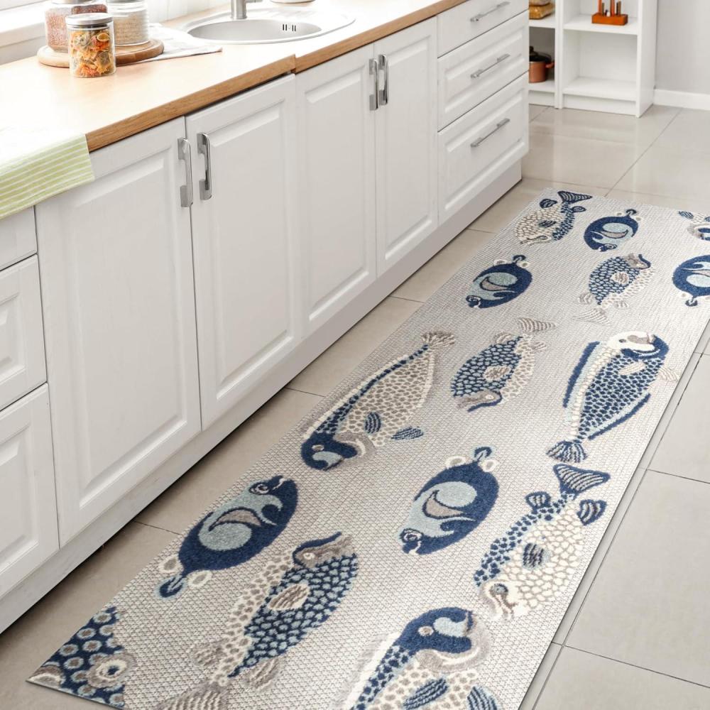 imageJONATHAN Y Fish HighLow Indoor Outdoor Area Rug 8X10 NavyOrangeCream Algarve Modern for Backyard Patio Porch EasyCleaning High Traffic PetFriendly NonShedding AMC114A8GrayNavy