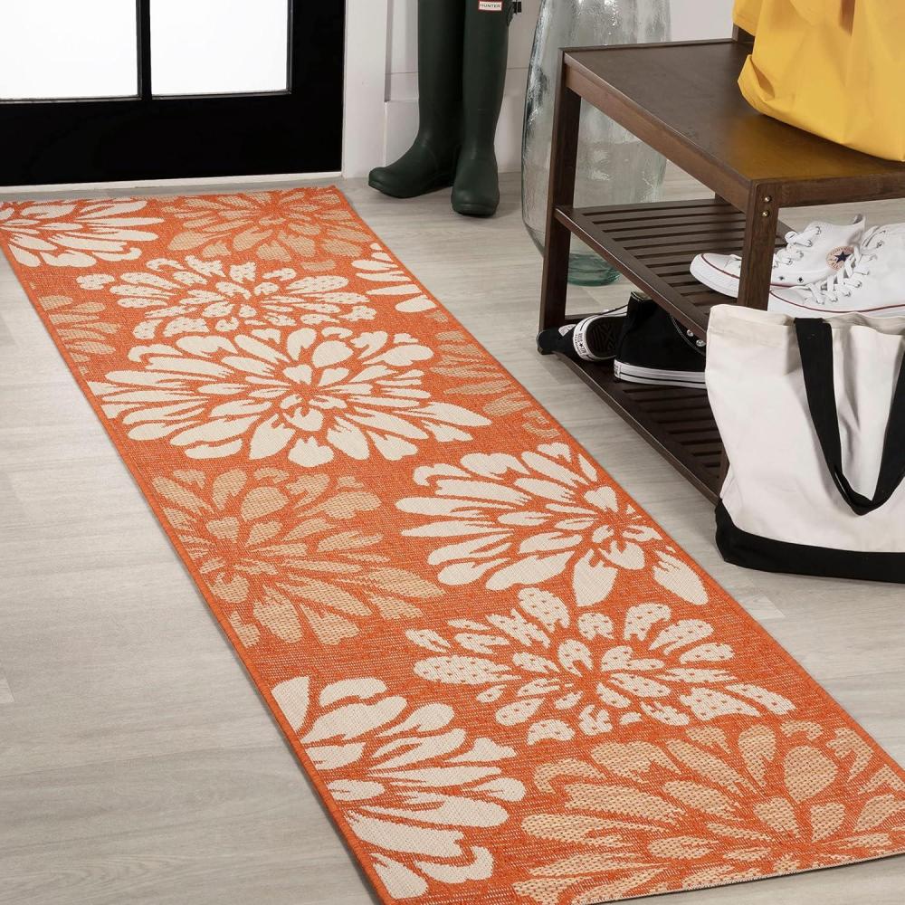 imageJONATHAN Y Floral Textured Weave Indoor Outdoor Area Rug 8X10 SageBrown Zinnia Modern for Backyard Patio Porch EasyCleaning High Traffic PetFriendly NonShedding SMB110A8OrangeCream