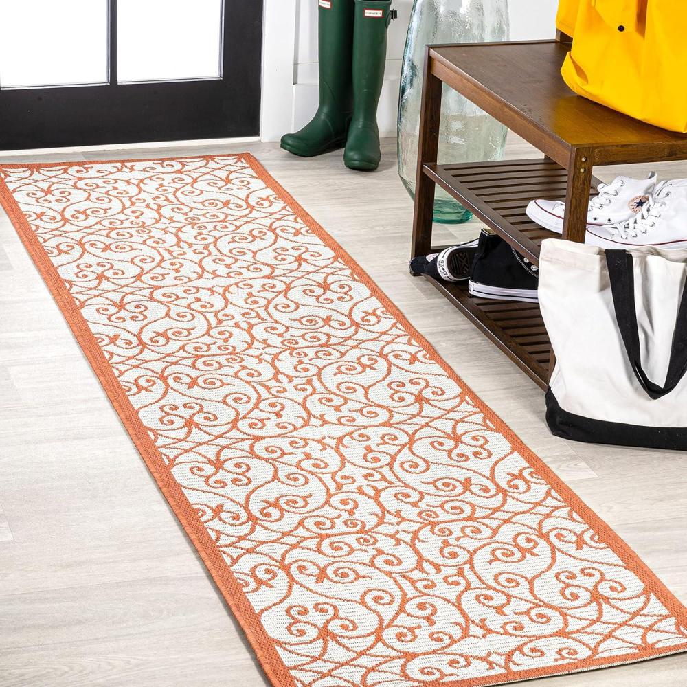 imageJONATHAN Y Vintage Filigree Indoor Outdoor Area Rug 5X8 BlackKhaki Madrid Textured Weave for Backyard Patio Porch EasyCleaning High Traffic PetFriendly NonShedding SMB107A5CreamOrange