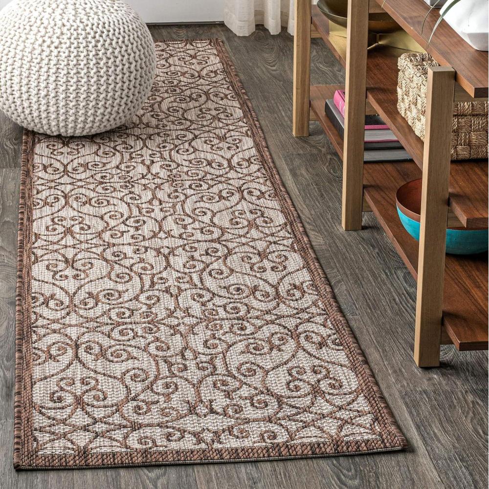 imageJONATHAN Y Vintage Filigree Indoor Outdoor Area Rug 5X8 BlackKhaki Madrid Textured Weave for Backyard Patio Porch EasyCleaning High Traffic PetFriendly NonShedding SMB107A5TaupeEspresso