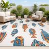 JONATHAN Y Fish High-Low Indoor Outdoor Area Rug 8X10 Navy/Orange/Cream, Algarve Modern for Backyard, Patio, Porch, Easy-Cleaning, High Traffic, Pet-Friendly, Non-Shedding (AMC114A-8)(Navy/Orange/Cream)