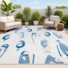 JONATHAN Y Fish High-Low Indoor Outdoor Area Rug 8X10 Navy/Orange/Cream, Algarve Modern for Backyard, Patio, Porch, Easy-Cleaning, High Traffic, Pet-Friendly, Non-Shedding (AMC114A-8)(Gray/Navy)