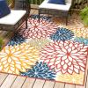 JONATHAN Y Floral High-Low Indoor Outdoor Area Rug 8X10 Cream/Red/Blue, Minori for Backyard, Patio, Porch, Easy-Cleaning, High Traffic, Pet-Friendly, Non-Shedding (AMC109B-8)(Cream/Red/Blue)