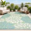 JONATHAN Y Floral Textured Weave Indoor Outdoor Area Rug 8X10 Sage/Brown, Zinnia Modern for Backyard, Patio, Porch, Easy-Cleaning, High Traffic, Pet-Friendly, Non-Shedding (SMB110A-8)(Cream/Green)