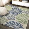 JONATHAN Y Floral Textured Weave Indoor Outdoor Area Rug 8X10 Sage/Brown, Zinnia Modern for Backyard, Patio, Porch, Easy-Cleaning, High Traffic, Pet-Friendly, Non-Shedding (SMB110A-8)(Navy/Green)