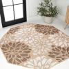JONATHAN Y Floral Textured Weave Indoor Outdoor Area Rug 8X10 Sage/Brown, Zinnia Modern for Backyard, Patio, Porch, Easy-Cleaning, High Traffic, Pet-Friendly, Non-Shedding (SMB110A-8)(Brown/Cream)