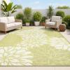 JONATHAN Y Floral Textured Weave Indoor Outdoor Area Rug 8X10 Sage/Brown, Zinnia Modern for Backyard, Patio, Porch, Easy-Cleaning, High Traffic, Pet-Friendly, Non-Shedding (SMB110A-8)(Green/Cream)