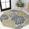 JONATHAN Y Floral Textured Weave Indoor Outdoor Area Rug 8X10 Sage/Brown, Zinnia Modern for Backyard, Patio, Porch, Easy-Cleaning, High Traffic, Pet-Friendly, Non-Shedding (SMB110A-8)(Navy/Green)