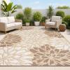 JONATHAN Y Floral Textured Weave Indoor Outdoor Area Rug 8X10 Sage/Brown, Zinnia Modern for Backyard, Patio, Porch, Easy-Cleaning, High Traffic, Pet-Friendly, Non-Shedding (SMB110A-8)(Brown/Cream)