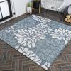 JONATHAN Y Floral Textured Weave Indoor Outdoor Area Rug 8X10 Sage/Brown, Zinnia Modern for Backyard, Patio, Porch, Easy-Cleaning, High Traffic, Pet-Friendly, Non-Shedding (SMB110A-8)(Navy/Aqua)