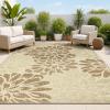 JONATHAN Y Floral Textured Weave Indoor Outdoor Area Rug 8X10 Sage/Brown, Zinnia Modern for Backyard, Patio, Porch, Easy-Cleaning, High Traffic, Pet-Friendly, Non-Shedding (SMB110A-8)(Sage/Brown)