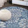 JONATHAN Y Floral Textured Weave Indoor Outdoor Area Rug 8X10 Sage/Brown, Zinnia Modern for Backyard, Patio, Porch, Easy-Cleaning, High Traffic, Pet-Friendly, Non-Shedding (SMB110A-8)(Navy/Aqua)