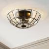 JONATHAN Y JYL9928A Theo 15.5″ 2-Light Farmhouse Rustic Iron/Glass LED Semi Flush Mount Modern Contemporary 2700K Cozy Warm Light Kitchen Hallway Bathroom Bedroom Foyer, Oil Rubbed Bronze/Clear